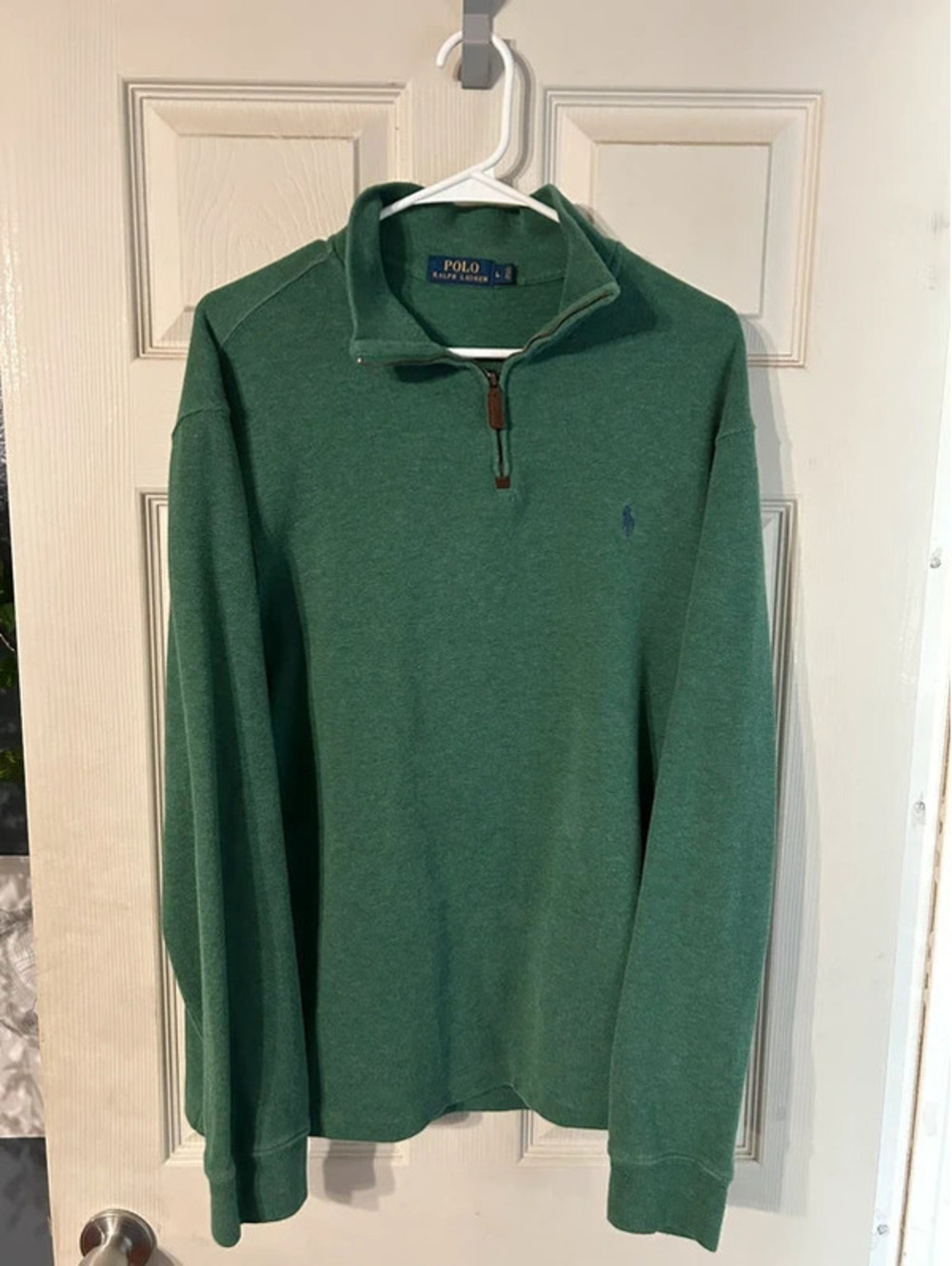polo ralph lauren green quarter zip pullover size L
